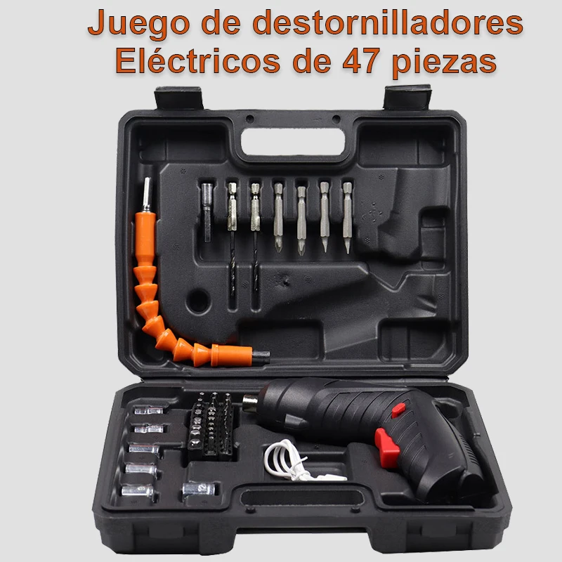 47 Stuks Multifunctionele Elektrische Schroevendraaierset, Draadloze Schroevendraaier Met Lithiumbatterij, Elektrisch Gereedschap Voor Huisonderhoud, Mini