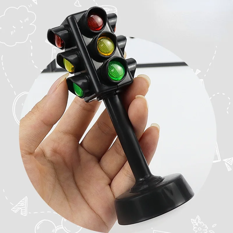 Simulated Two-Sided Traffic Lights Road Sign Lamp Crosswalk Signals with Base Early Learning Toys for Boys & Girls