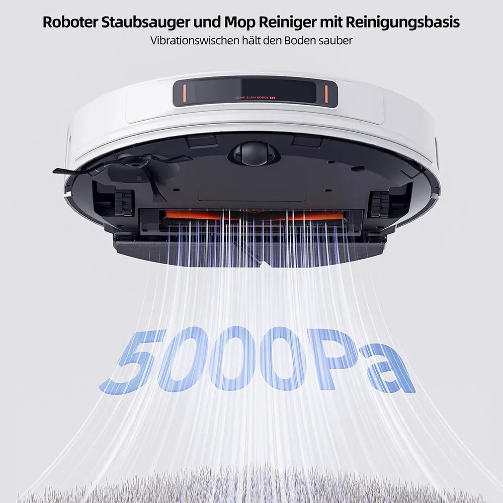 ROIDMI EVE MAX Roboterstaubsauger MOP Wischfunktion mit Auto-Saugstation 75 Tage, 5000 Pa, 250 Min. 3L App LDS Staubsaugerroboter