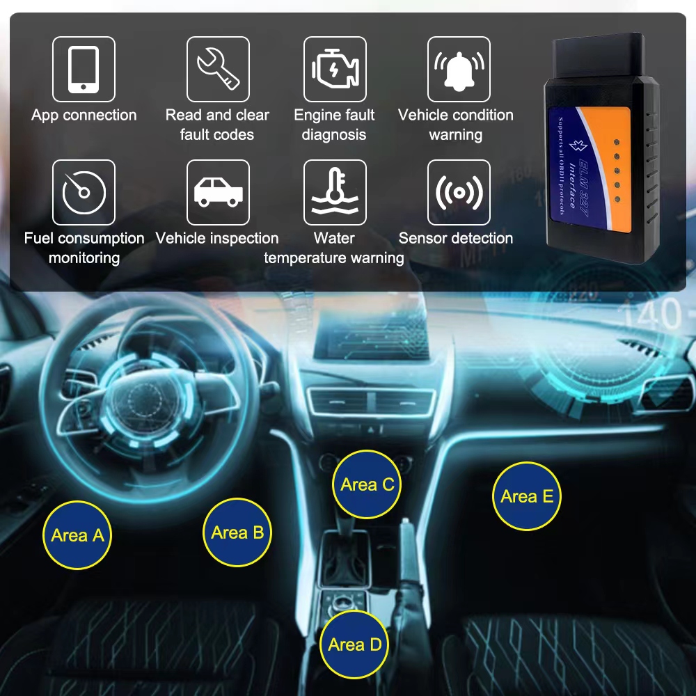 Elm327 v2.1 obd2 scanner bluetooth ferramenta de diagnóstico do carro para android/ios leitor código detector falhas automotivas