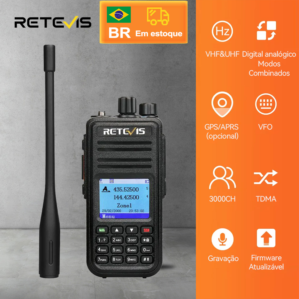 Retevis RT3S radio de comunicação DMR walkie talkie radio cominicador longo alcance FM portátil Digital rádio amador UHF VHF Profesional walkie talkies longa distância radioamador GPS APRS 5W