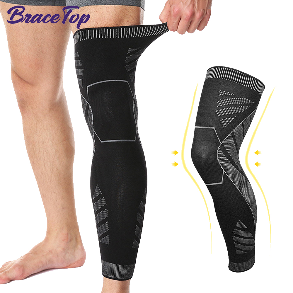 BraceTop 1 PC Mangas de pierna completa Manga de compresión larga Mangas de rodilla Protegen la pierna, para hombre Mujer Baloncesto, Artritis Ciclismo