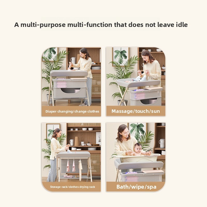 Mesa de pañales multifuncional plegable, mesa de cuidado del bebé, mesa táctil de masaje de baño para recién nacidos
