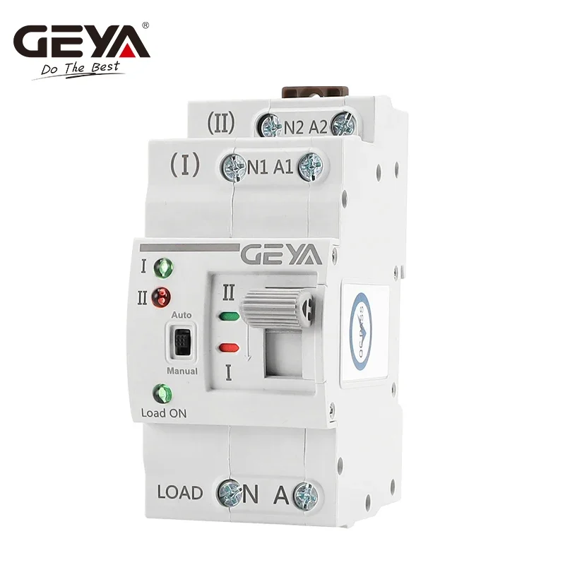 GEYA G2R Din-рейка 2P ATS Электрический переключатель Ручной резервный переключатель 110 В 220 В Катушка типа ПК Переключатель городского питания для генератора 63 А