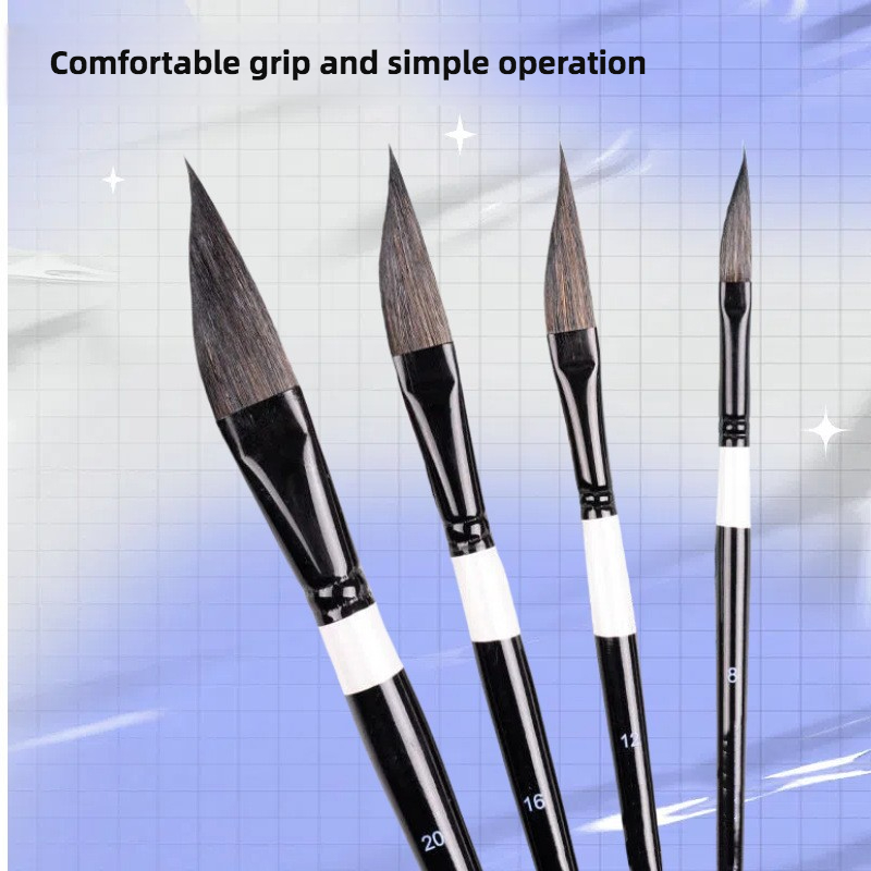 4-pcs pull wire paint brush gouache nylon hair knife-shaped watercolor pen set water painting pen hand-painted art drawing brush