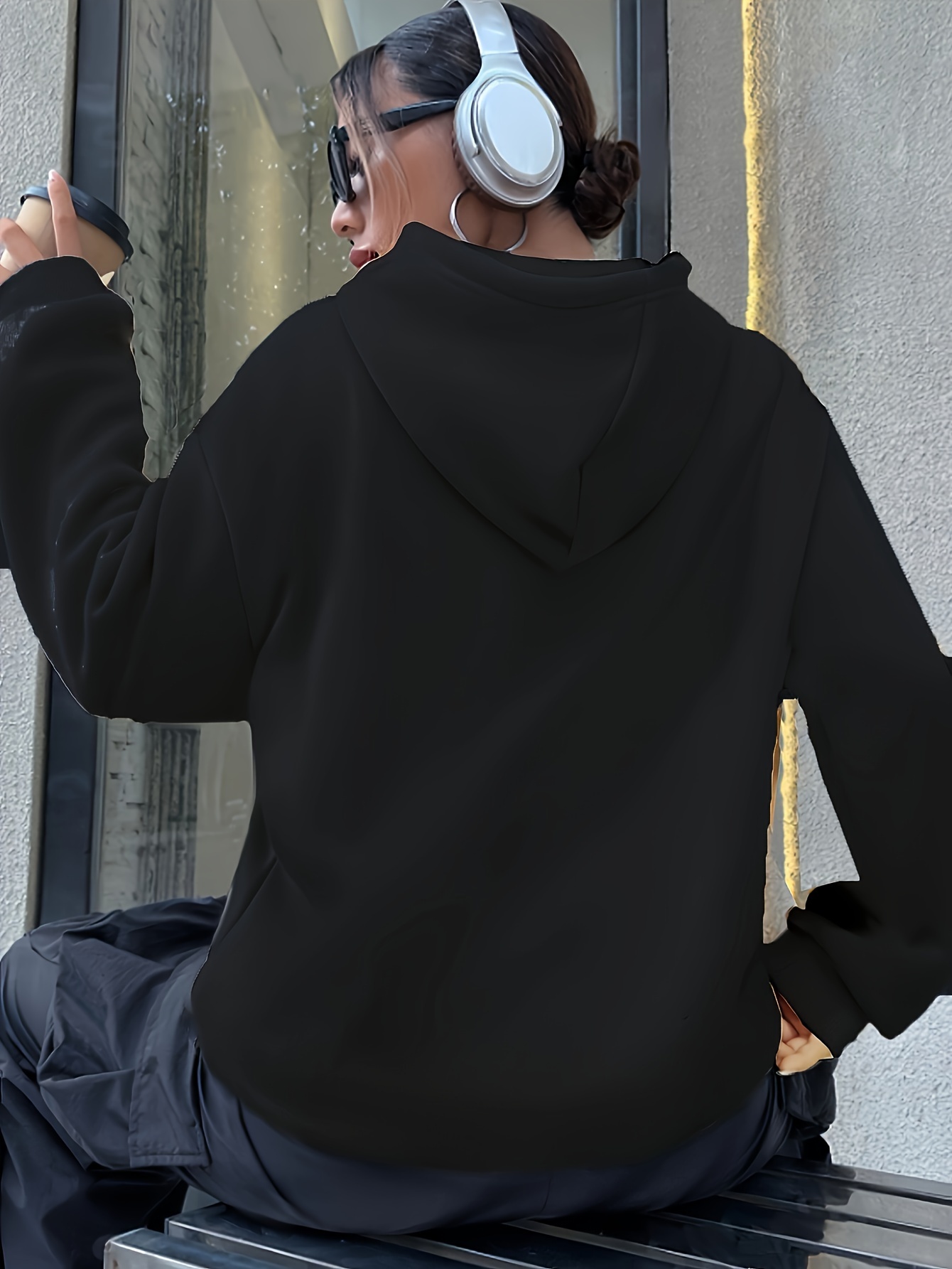 Moletom com capuz de poliéster Milano Italy para mulheres 100% tecido de malha com estampa de alfabeto casual moletom de manga comprida com bolso