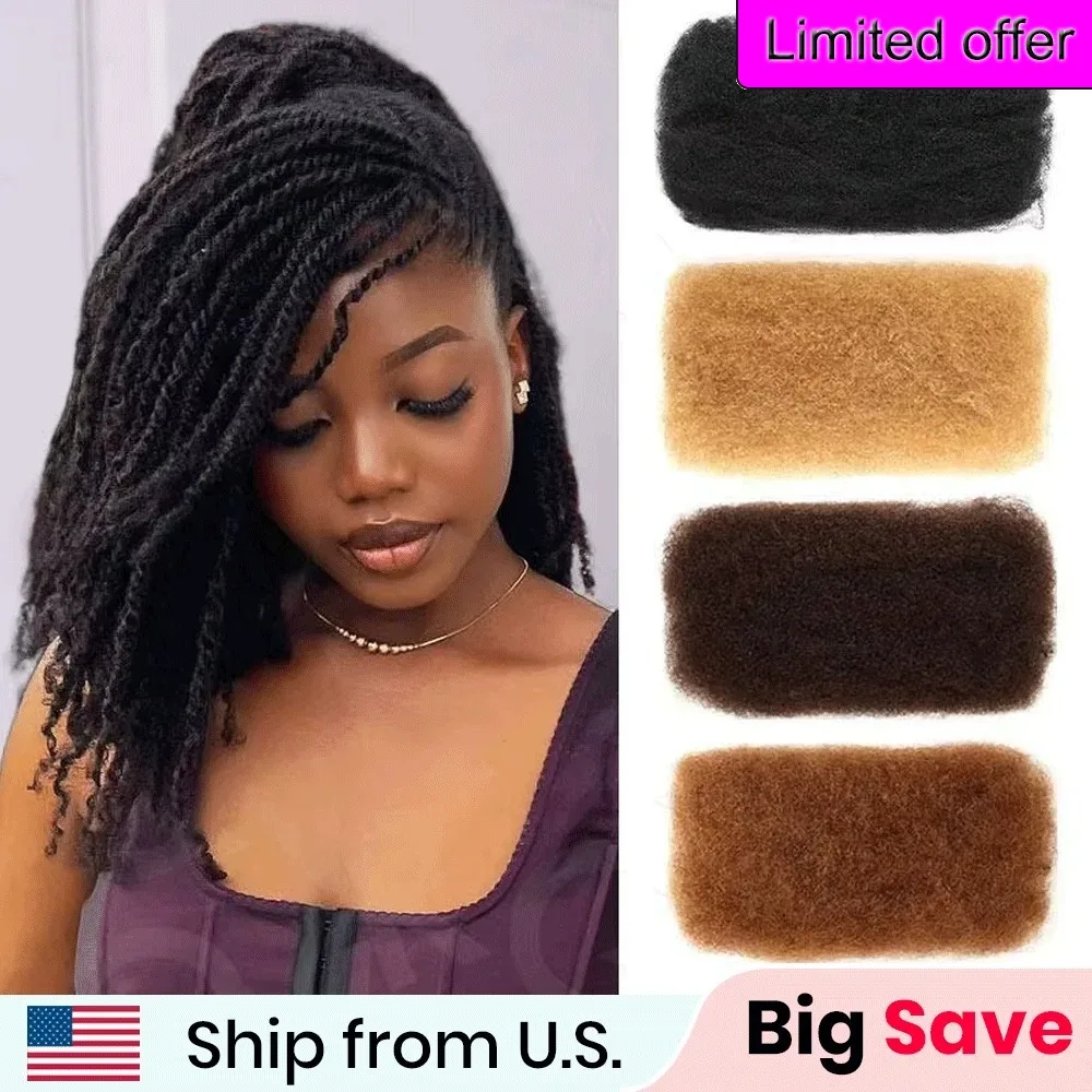 Qr brasileiro remy cabelo afro kinky encaracolado em massa cabelo humano para trança 1 pacote 50 g/pc cor natural tranças de cabelo sem trama eua shiip