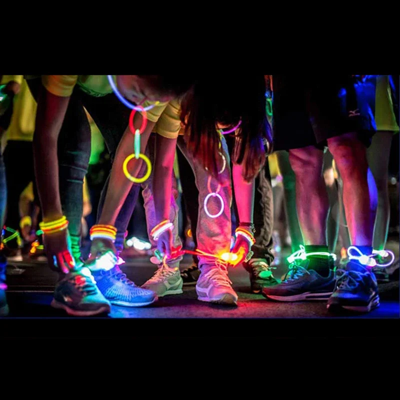 100pcs 캠핑 글로우 스틱 형광 파티 글로우 목걸이 팔찌 네온 생일 파티 할로윈 웨딩 용품