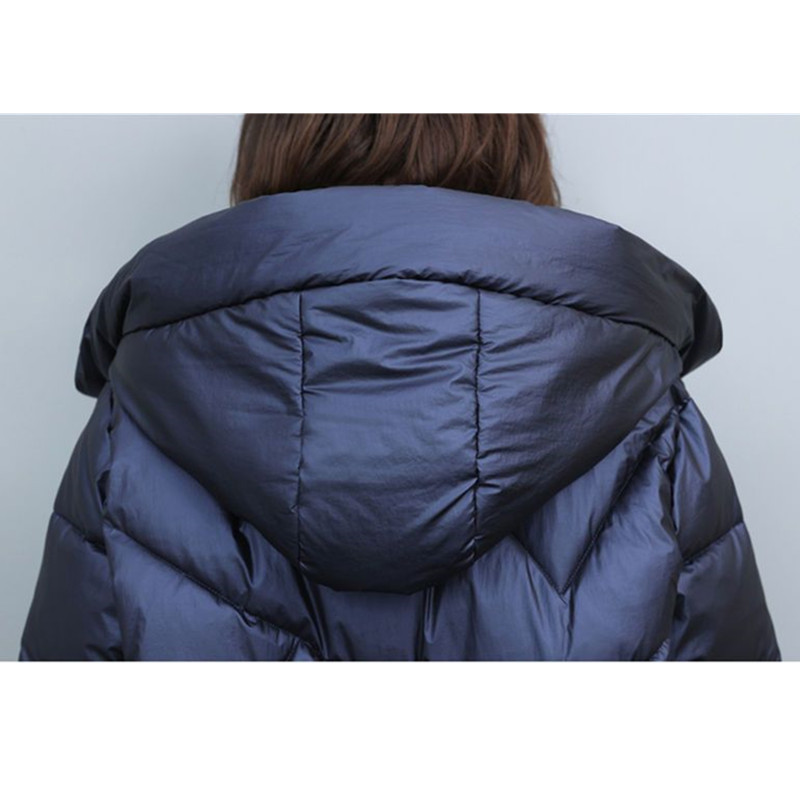 Abrigo de algodón con capucha para mujer, chaquetas de longitud media, Parkas elegantes, chaqueta acolchada de plumón grueso, Prendas de Vestir Vintage, 2025