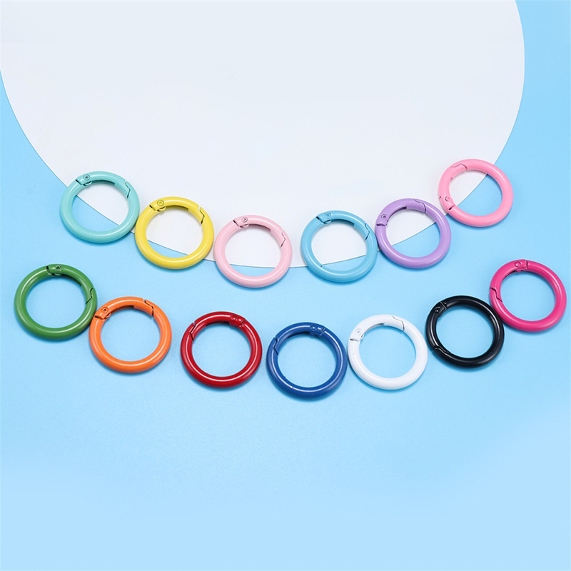 10/50Pcs Metal O Ring Spring Clasp Openable Round Carabiner Keychain Clips Hook Dog Chain DIY Jewelry Buckle Connector