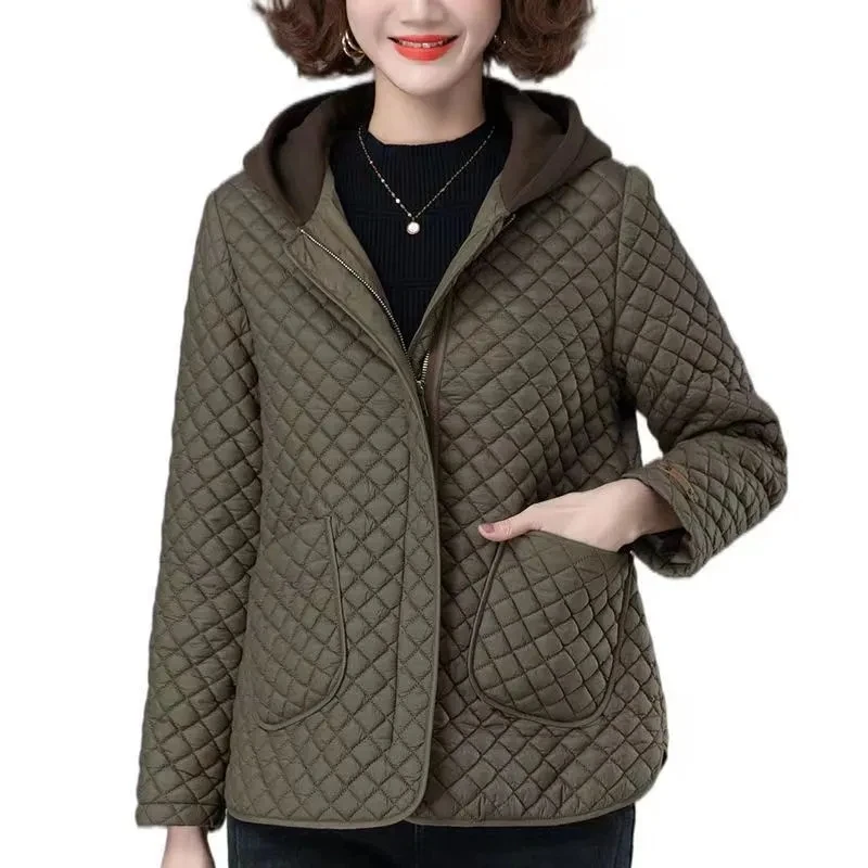 Veste matelassurera en coton léger pour femme, manteau à capuche, mode coréenne, moyen âge, décontracté, automne, hiver, nouveau