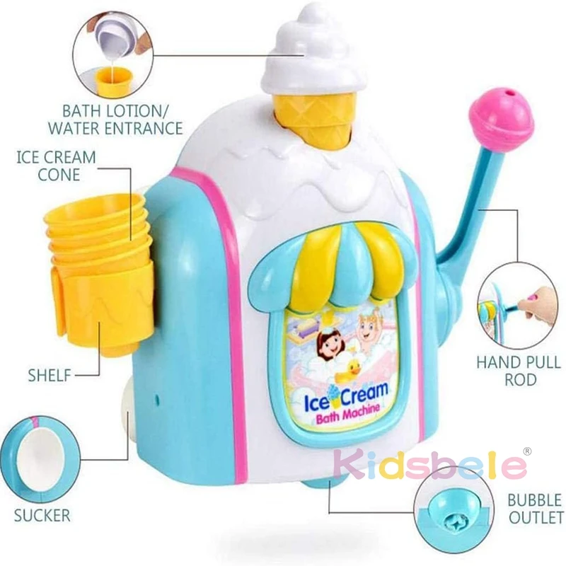 เด็กวัยหัดเดิน Ice Cream Maker Bubble Foam Play เครื่องดูดที่มีประสิทธิภาพ Delicate Ice Cream Foam Machine รถของเล่น