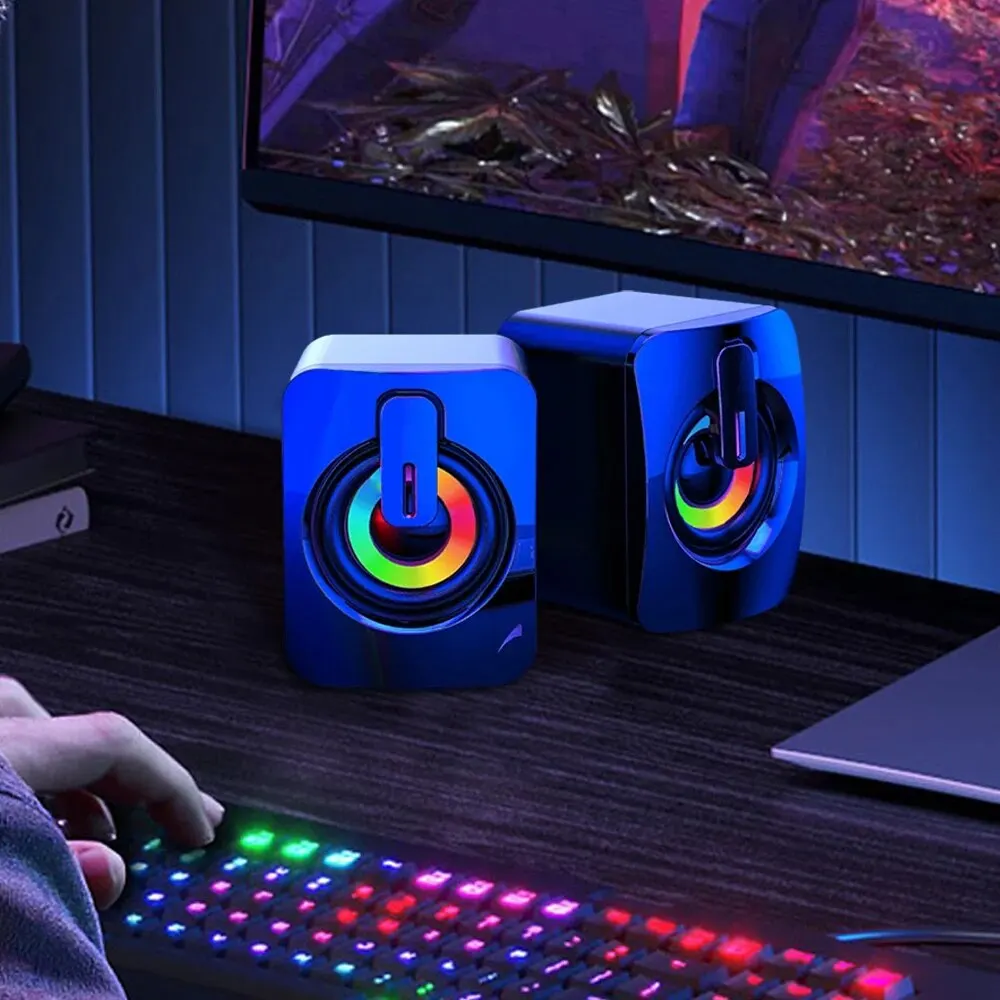 Computerluidsprekers PC-klankkast HIFI-microfoon Stereo USB Bedraad Caixa De Som met LED-licht voor desktopcomputer
