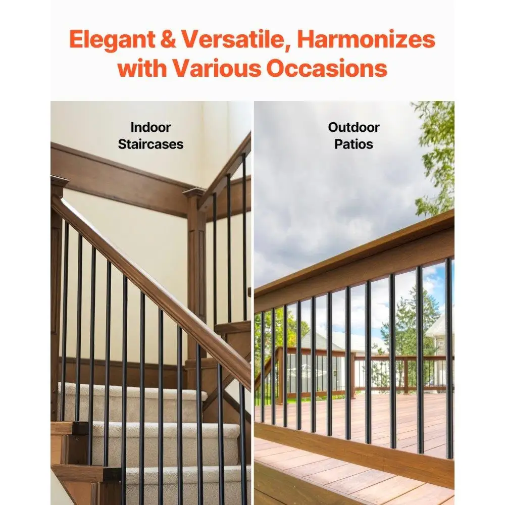 Metal Staircase Balusters 51 Pack 26 Inch Aluminum Spindles with Screws and  Caps for Sturdy Railing Design