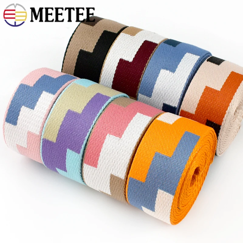 Meetee 2-5meter 38mm tali anyaman poliester pita Jacquard aman sabuk pakaian tas tangan Bias pita ikat aksesoris jahit
