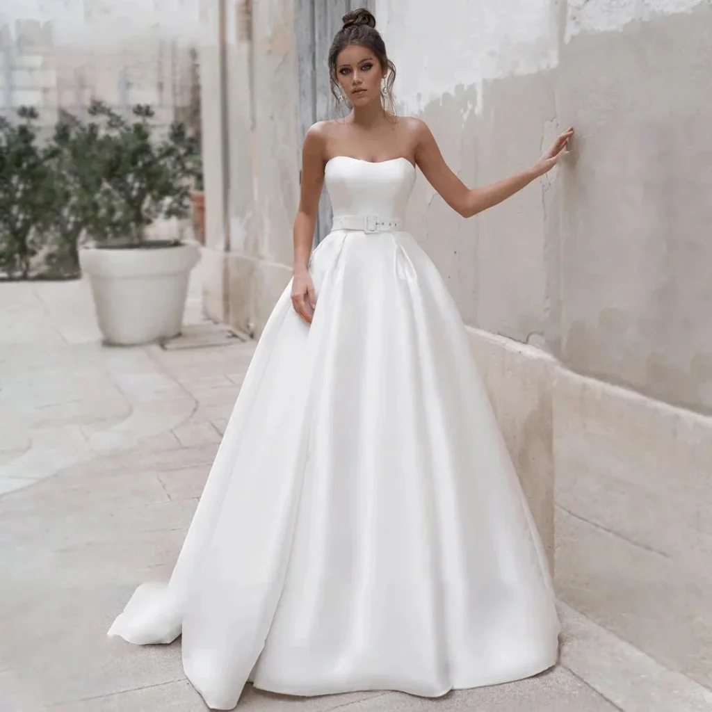 2025, elegante Brautkleider aus Satin und Spitze, Designer-Brautkleider mit hochwertigen Brautkleidern, Vestido De Novia