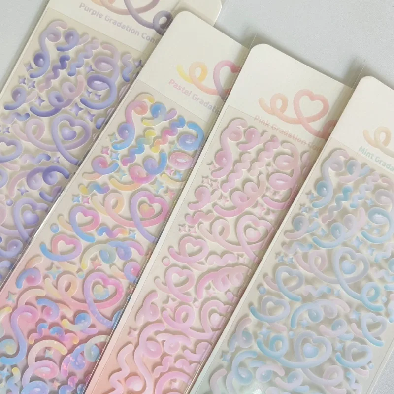 1 Uds. Cinta de corazón degradado coreano, pegatina láser, copos, tarjeta de ídolo, Deco, álbum de recortes, Material DIY, decoración, pegatinas de papelería