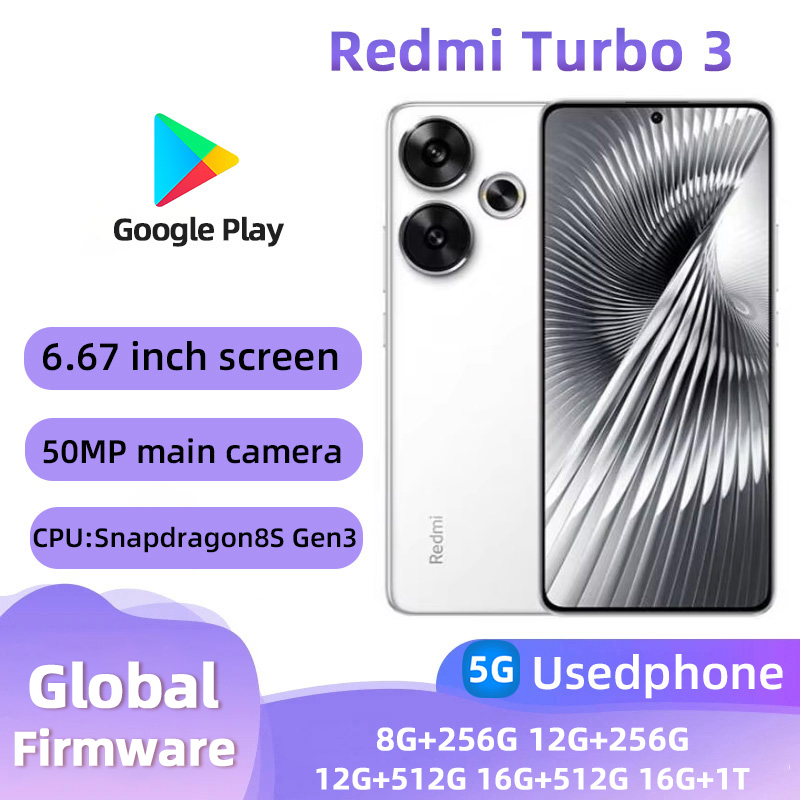 Redmi Turbo 3 5g Smartphone CPU Snapdragon8S Gen3 pantalla 6,67 pulgadas 50MP cámara 90W 5000mAh batería Original usado teléfono