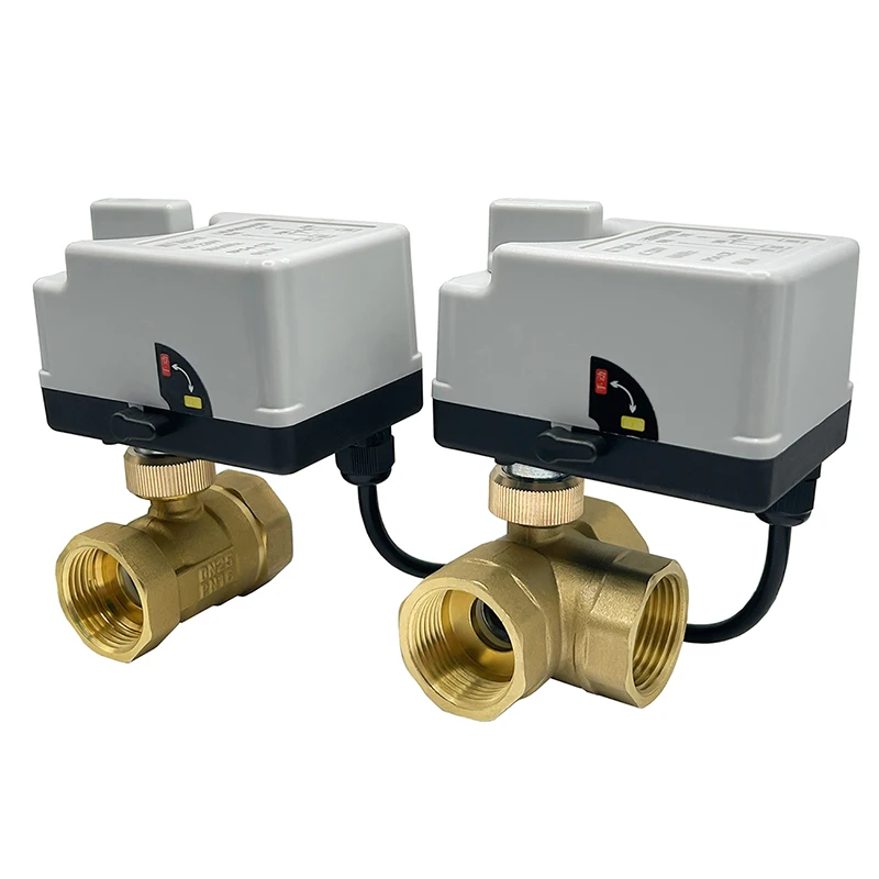 Válvula de bola motorizada de latón DN15 DN20 DN25 DN50 220V 12V 24V Actuadores eléctricos de 3 cables y 2 controles con interruptor manual