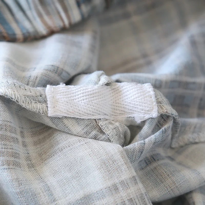 2025 japanisches neues Herren-Pyjama-Set, Frühling/Sommer, kariert, schlicht, langärmelig, zweiteiliges Set, Strickjacke aus 100 % Baumwolle, Heimtextilien