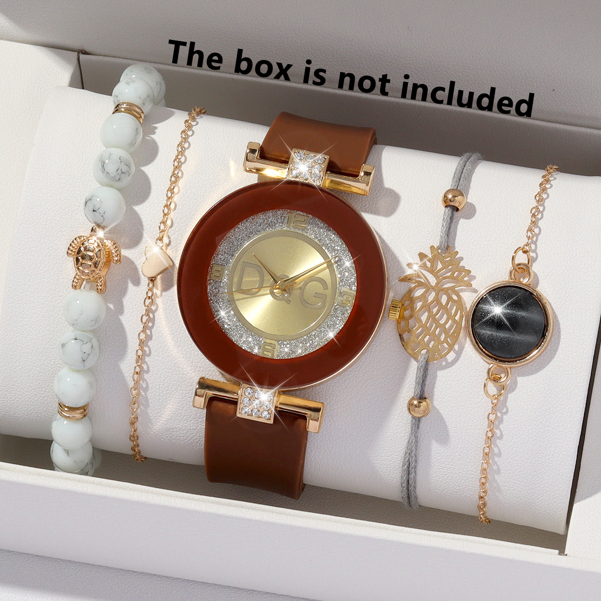 5 peças relógio de pulso de quartzo feminino elegante e moderno com diamante incrustado com conjunto de pulseira