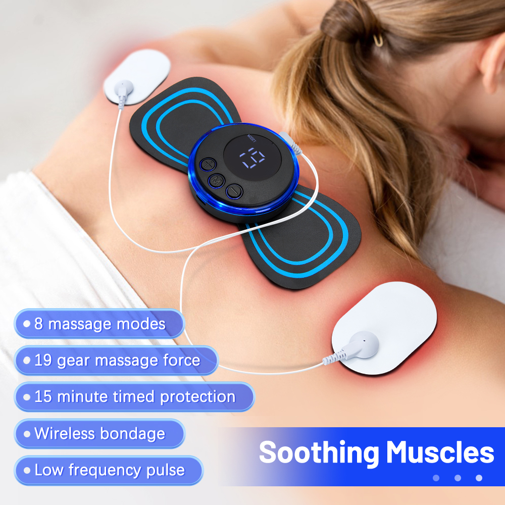 Mini masajeador de cuello EMS portátil, Parche de masaje Cervical eléctrico, estimulador muscular corporal de pulso, alivia la fatiga, herramienta de relajación