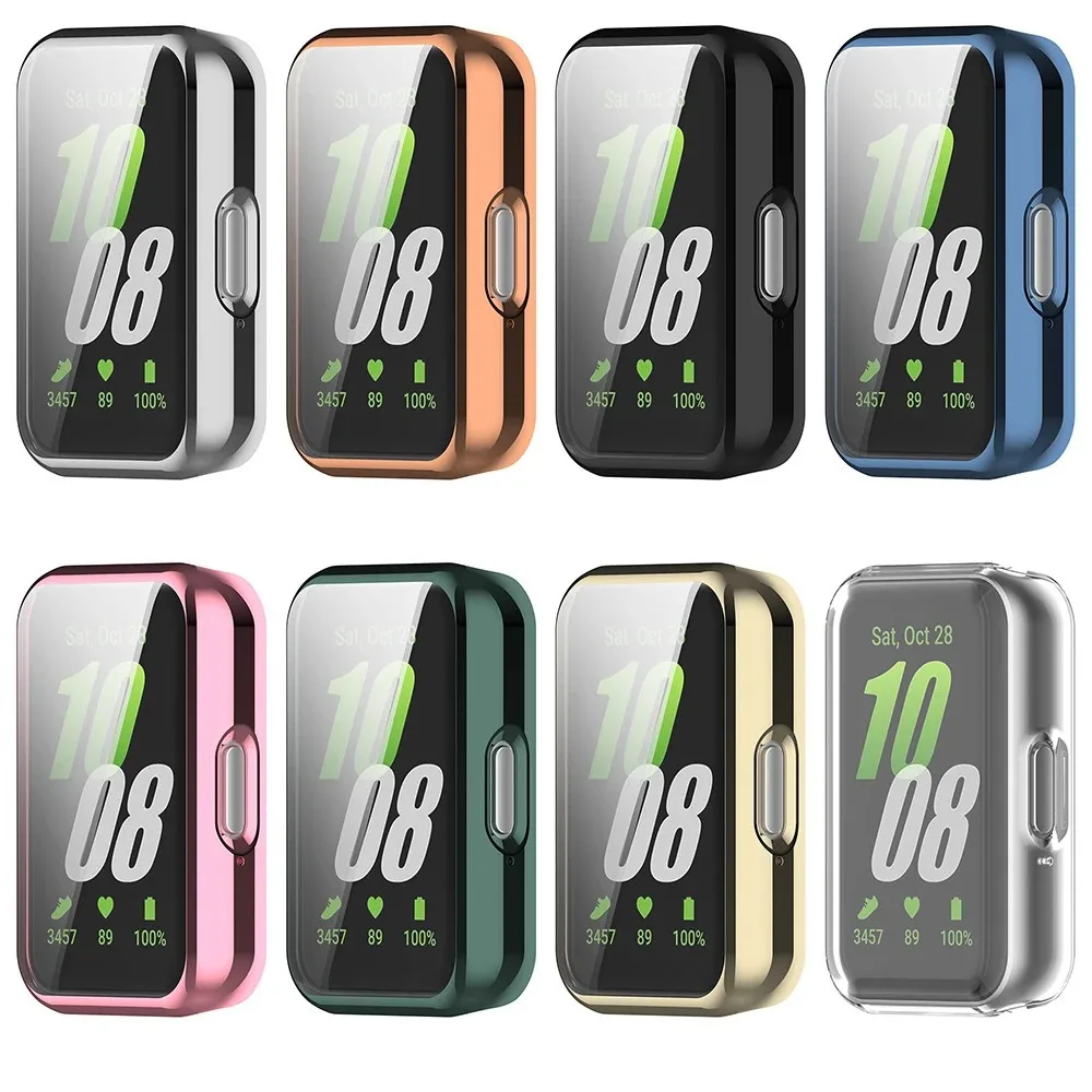 Funda completa para Samsung Galaxy Watch Fit 3, parachoques chapado en TPU suave, carcasa protectora completa para reloj