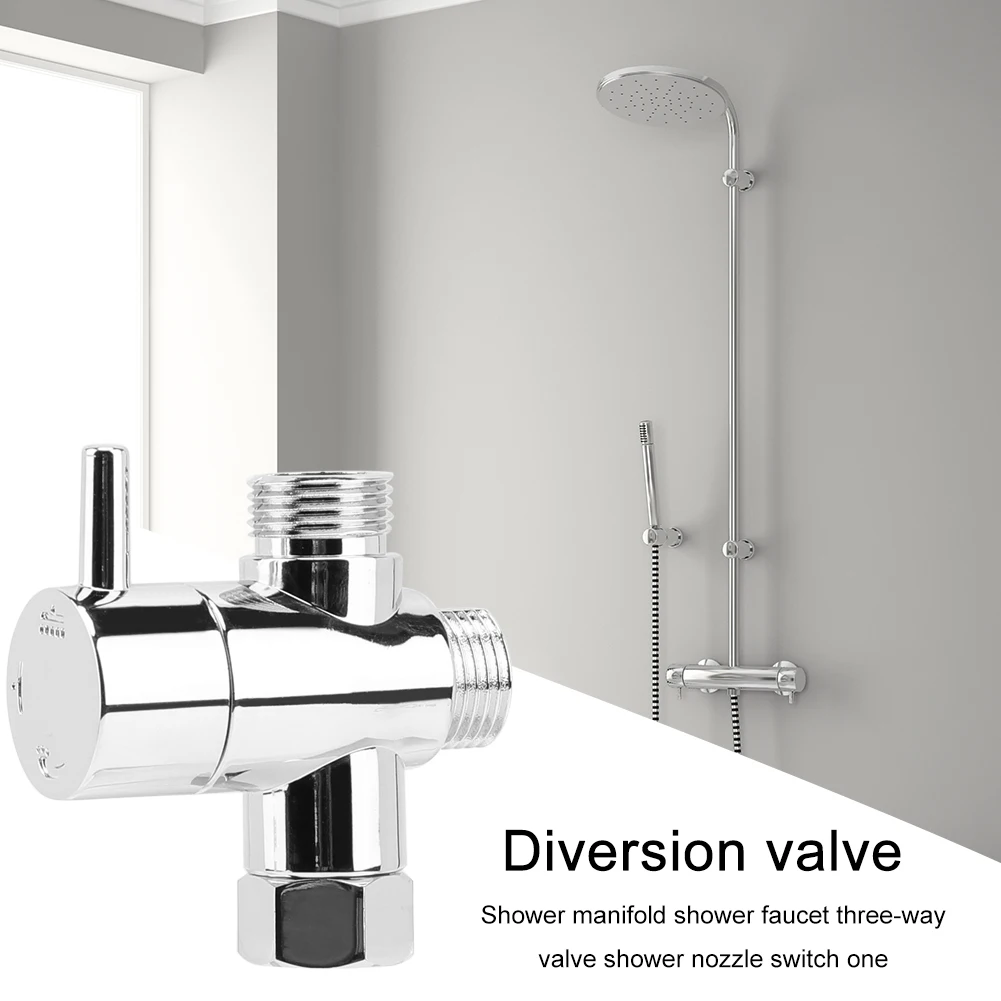 หัวก๊อกน้ำอุปกรณ์ห้องน้ำหัวฝักบัวอาบน้ำ3ทิศทาง Diverter วาล์ว G1/2สามฟังก์ชั่นสวิทช์อะแดปเตอร์