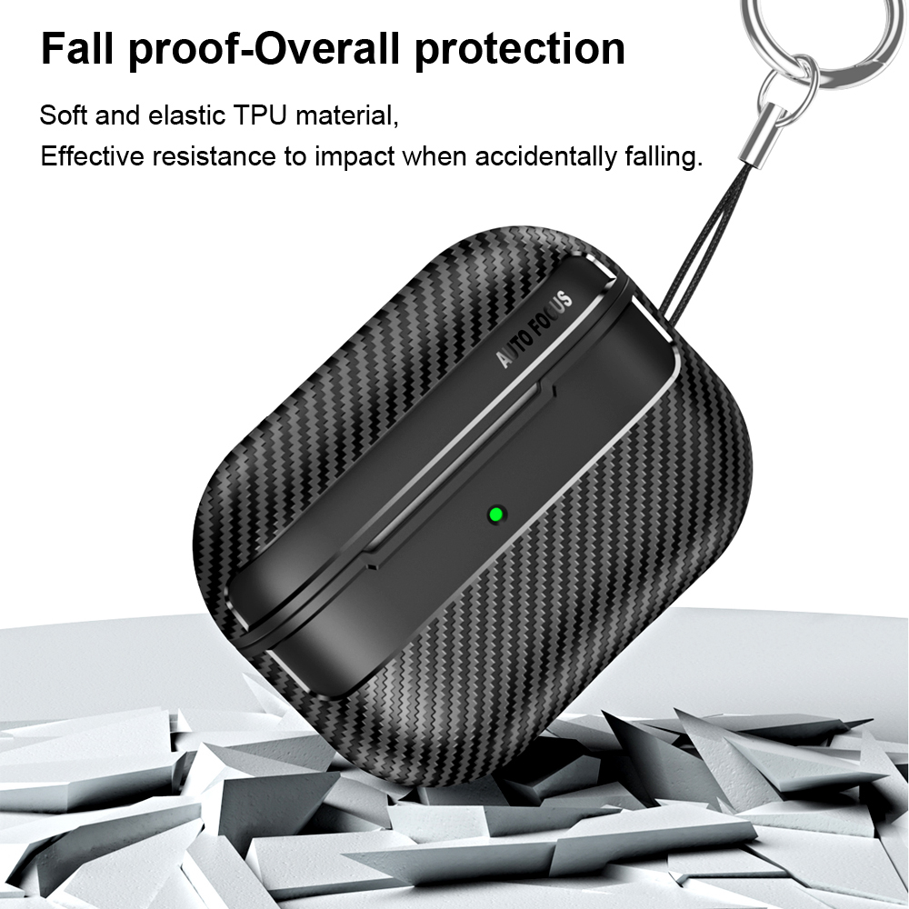 Für Original Airpods Pro 2 Fall Carbon Faser Textur Weiche Silikon Kopfhörer Fall Stoßfest Mit Haken Für Funda Air Pods 4 abdeckung