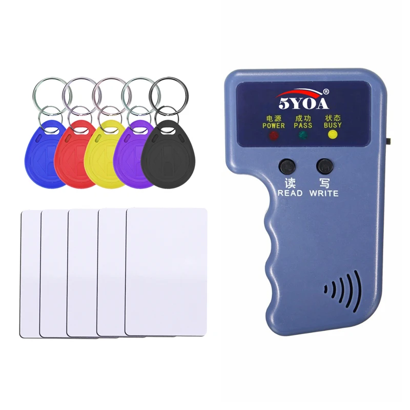 Portátil 125KHz lectura EM4100 TK4100 RFID copiadora escritor duplicador programador lector EM4305 T5577 ID regrabable llaveros etiquetas tarjetas