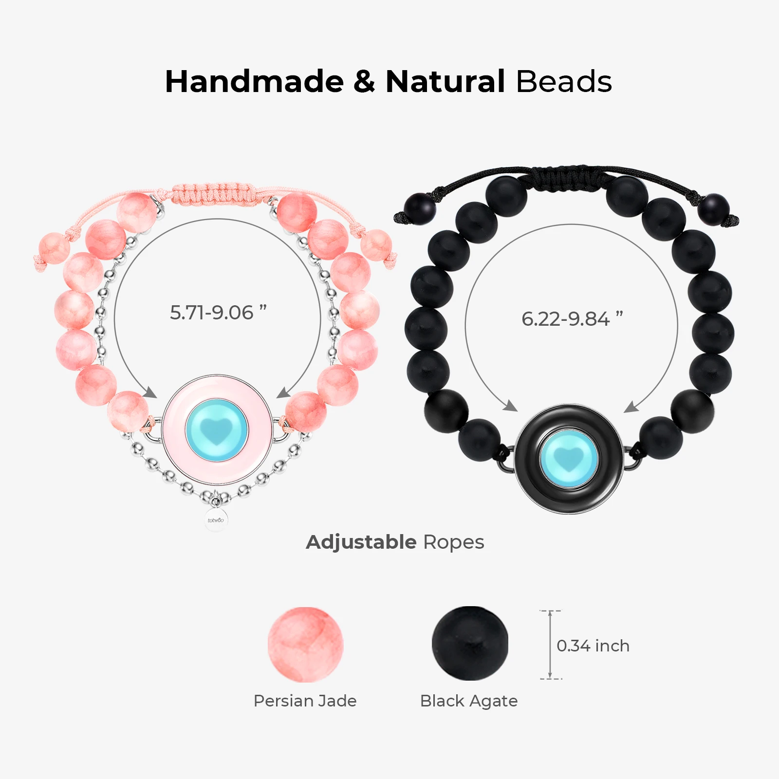 Totwoo-カップル用の長距離タッチブレスレット,バイブレーションとライトアップ,Bluetoothジュエリーのペアリング,ガールフレンドへのギフト