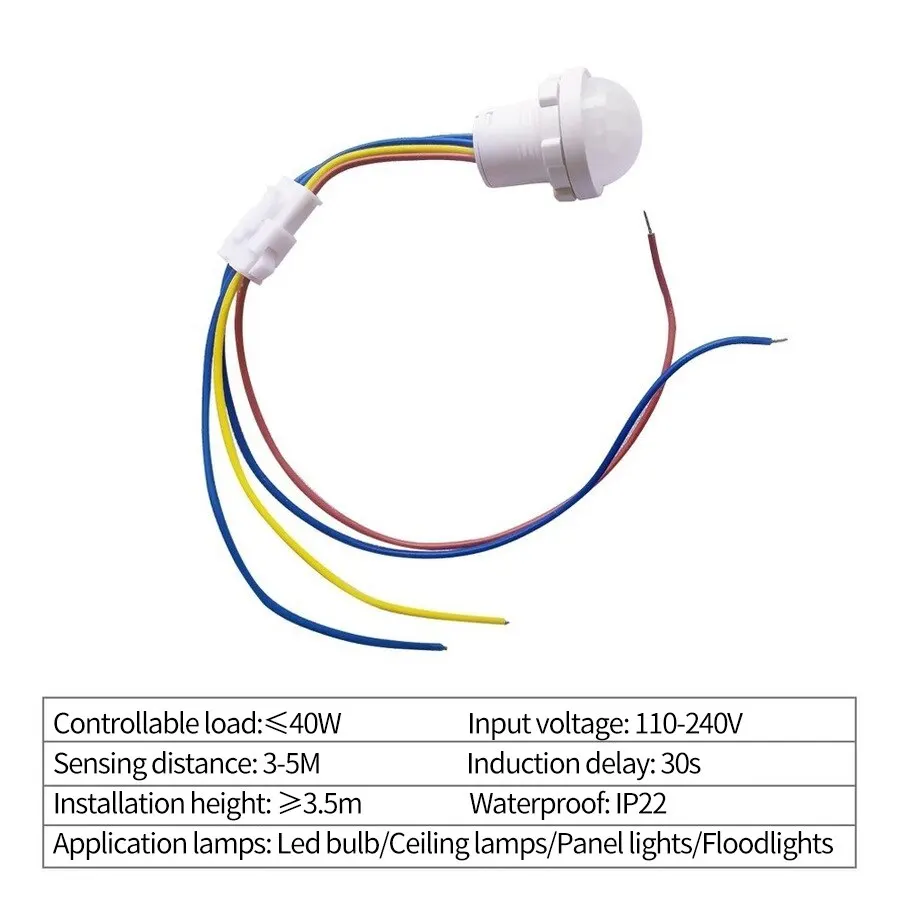 2 pçs pir sensor de movimento detector interruptor inteligente casa interior ao ar livre luz infravermelha 110v 220v modo atraso tempo ajustar interruptor iluminação