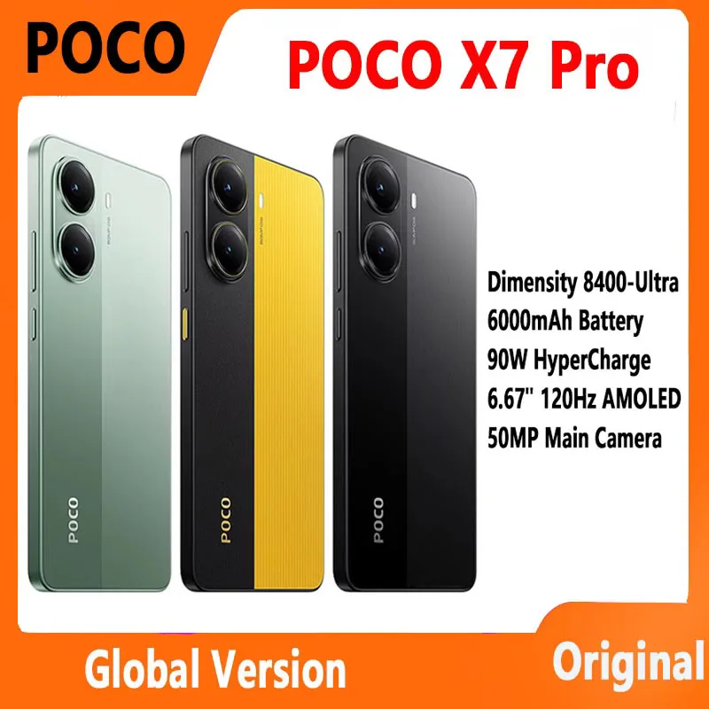 【Marchio+】POCO X7 Pro Smartphone Dimensity 8400-Ultra 6.67" 120Hz Display AMOLED 90W HyperCharge 6000mAh NFC Xiaomi HyperOS