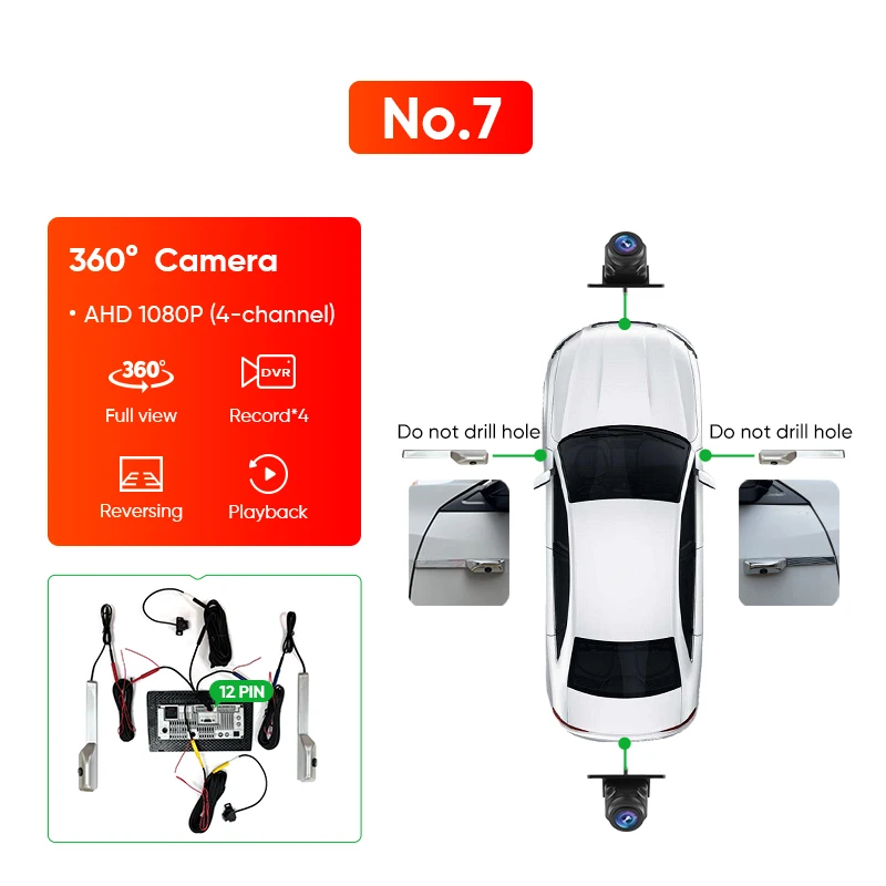 Ainavi cámara Multimedia para coche 360 cámaras cámara trasera gran angular cámara de respaldo HD Dashcam AHD 1080P 720P DVR grabadora de conducción ADAS