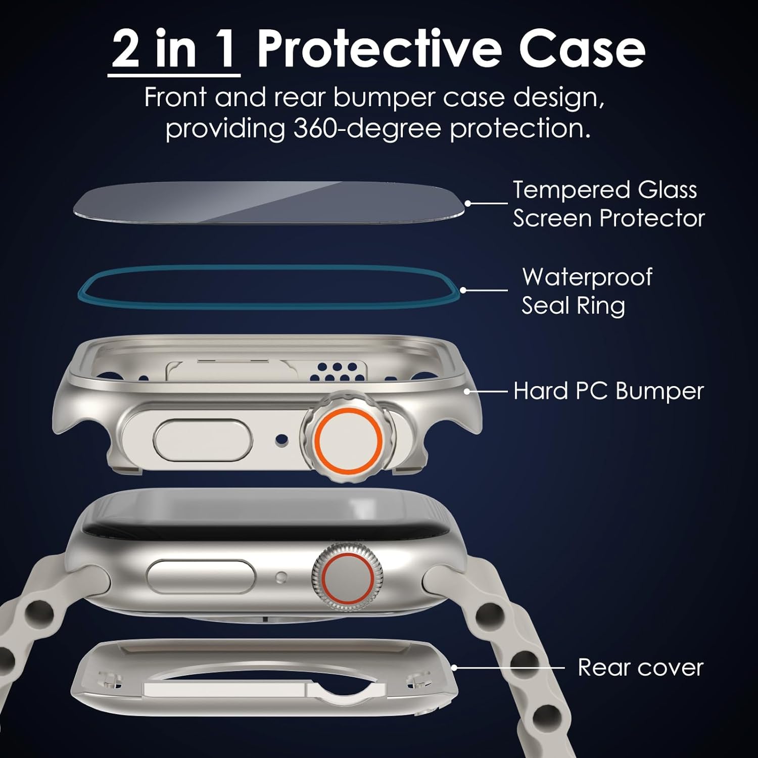 Screen Protector Cover for Apple Watch 44mm 45mm 40mm 41mm Hard PC Bumper Case for iwatch Series 9 8 7 6 5 4 SE Change To Ultra