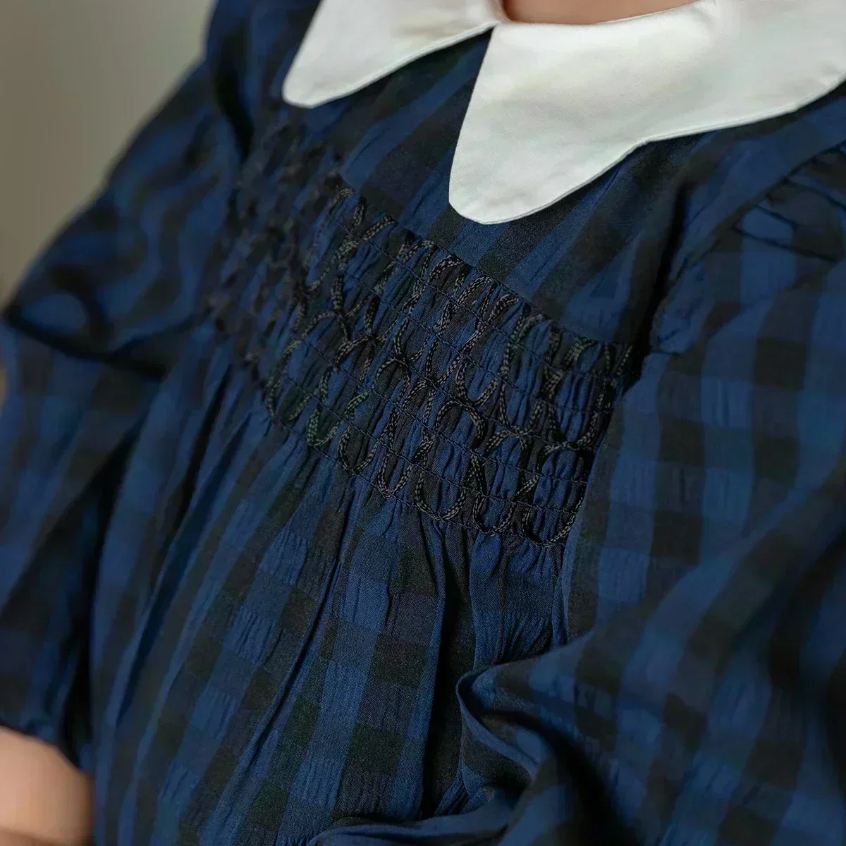 Collezione AP Heirloom 2025 Autunno Ragazze e ragazzi Vestiti Griglia Abito Abiti per bambini Pagliaccetto per bambini Modale Moc Collo Giacca in velluto, # 6002