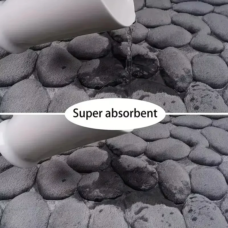 1 PC หน่วยความจําโฟมนูนกํามะหยี่พรมห้องน้ําห้องนั่งเล่นแผ่นกันลื่น Cobblestone ชั้นตกแต่งบ้าน