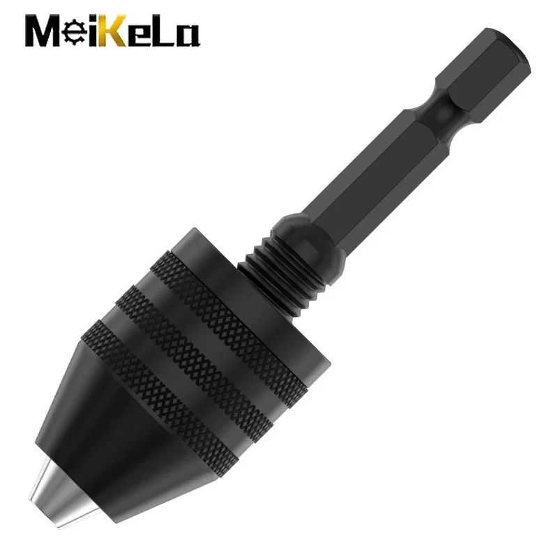 Keyless Drill Chuck 0.3-8mm Self-Tighten Electric Drill Bits Collet Fixture Tools 1/4" Hex Shank Quick Change Converter