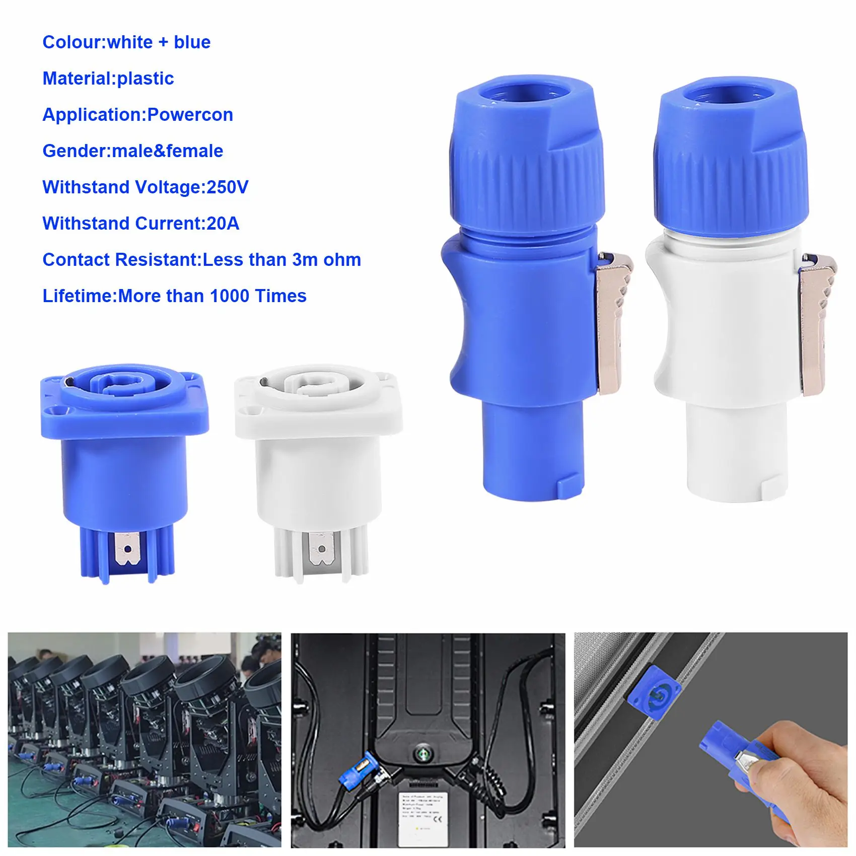 10 set power con typ a nac3fca + NAC3MPA-1 chassis stecker panel adapter