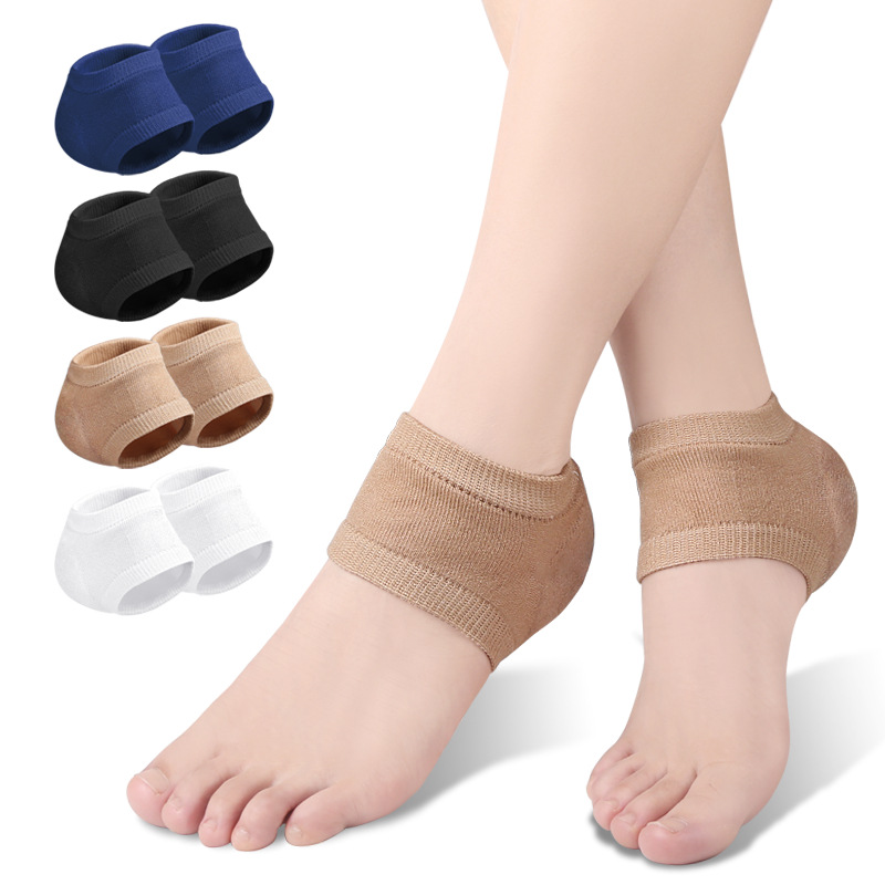 Cuscinetti per maniche protettive per tallone in gel di silicone Coppe per tallone Supporto per cuscino per la pelle Calzini da mezzo metro per la cura dei piedi e la prevenzione delle crepe