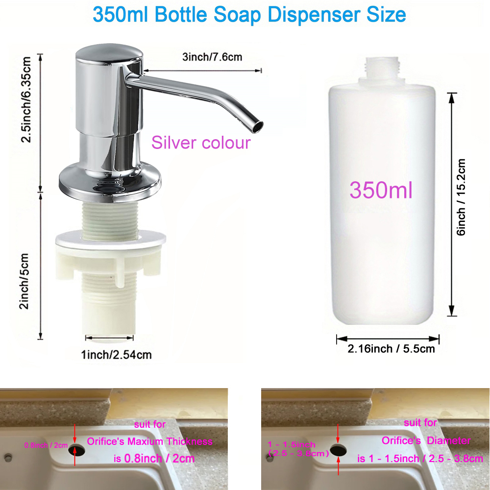 Dispensadores de jabón líquido, botella de 500ml / 350ml, bomba duradera de acero inoxidable, herramientas útiles para fregadero de cocina, producto para el hogar