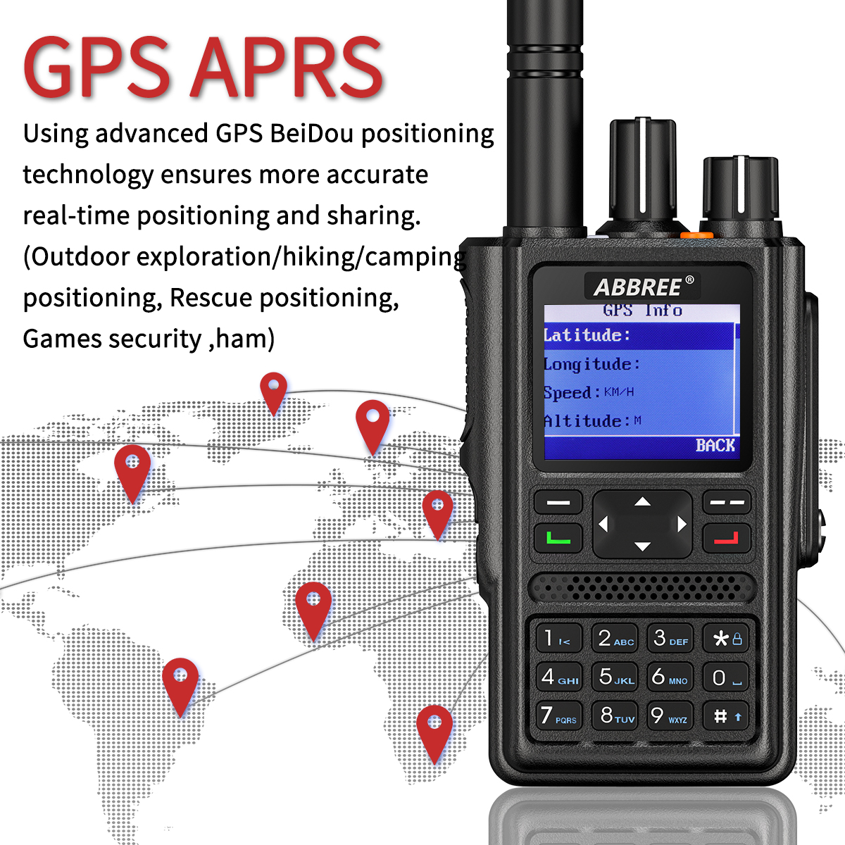 ABBREE DM-F8 GPS APRS Walkie Talkie DMR Dual Band UHF VHF 4000 Kanäle Long Range High Power Typ-C Ladegerät VOX Two Way Radio