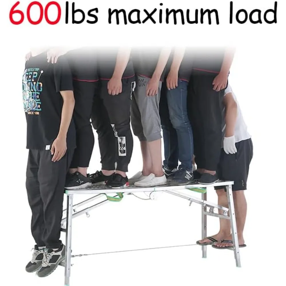 Daxiang Portable Scaffolding Platform 55(L) x15(W) x27-43(H)'' Work Platform Adjustable Height Steel 600 LBS Load Capacity Foldi