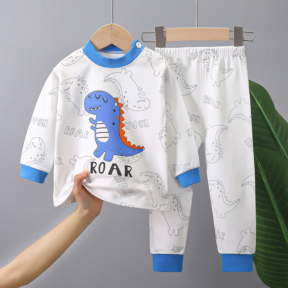 Conjunto de ropa de casa forrada de algodón suave para niños, conjunto de manga larga de dibujos animados, informal, a la moda, lindo y cómodo, Otoño e Invierno