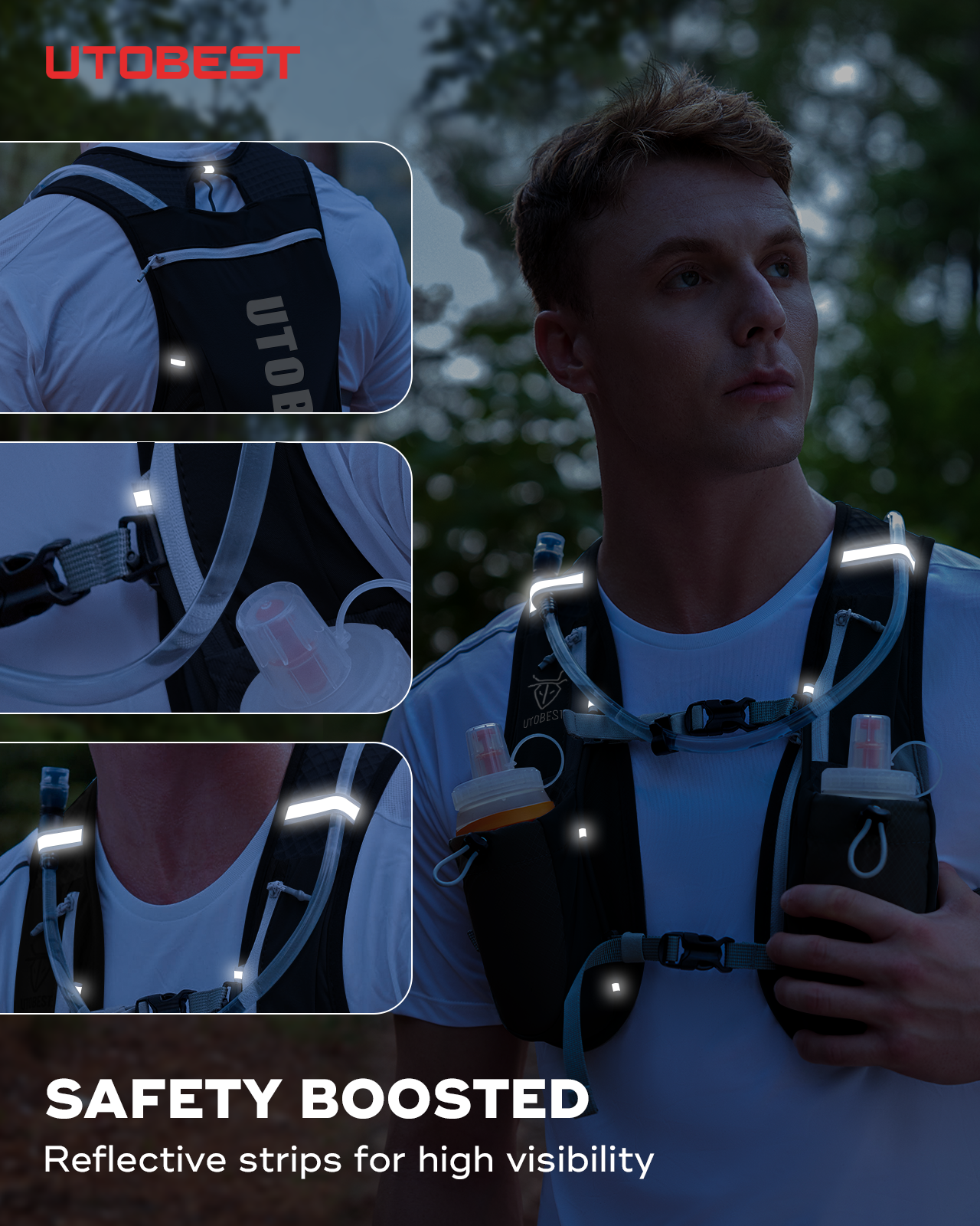 UTOBEST-mochila ultraligera para correr, chaleco de hidratación transpirable, paquete funcional para maratón, ciclismo y senderismo, 5l