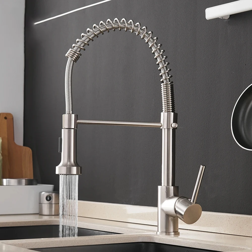 Mattschwarzer Küchenspüle-Wasserhahn mit einem Griff, Feder-Warm- und Kaltwasserhahn, an Deck montierter Badezimmer-Küchenkran 360° °   Rotation