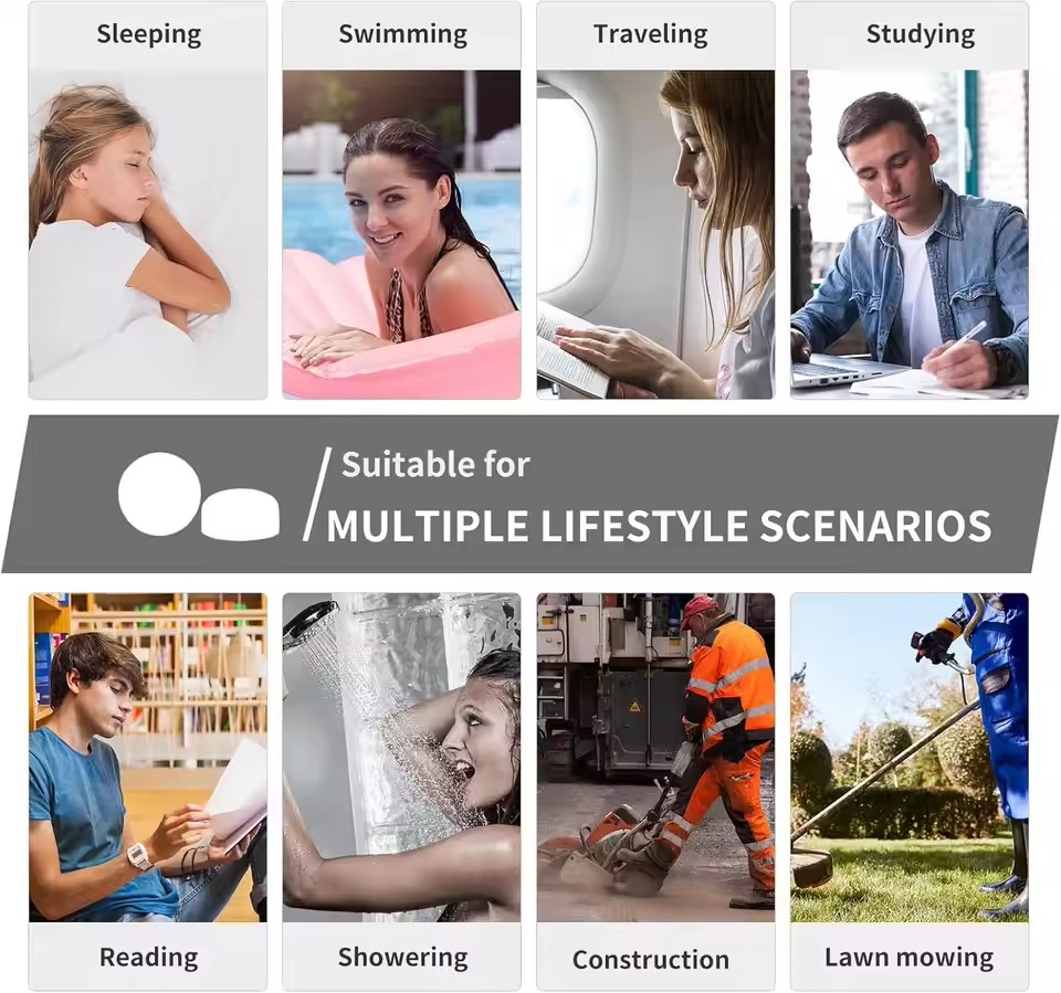 Tampões de ouvido de silicone macio tampões de ouvido de cera reutilizáveis com cancelamento de ruído gel tampões de ouvido à prova dwaterproof água para dormir voando natação