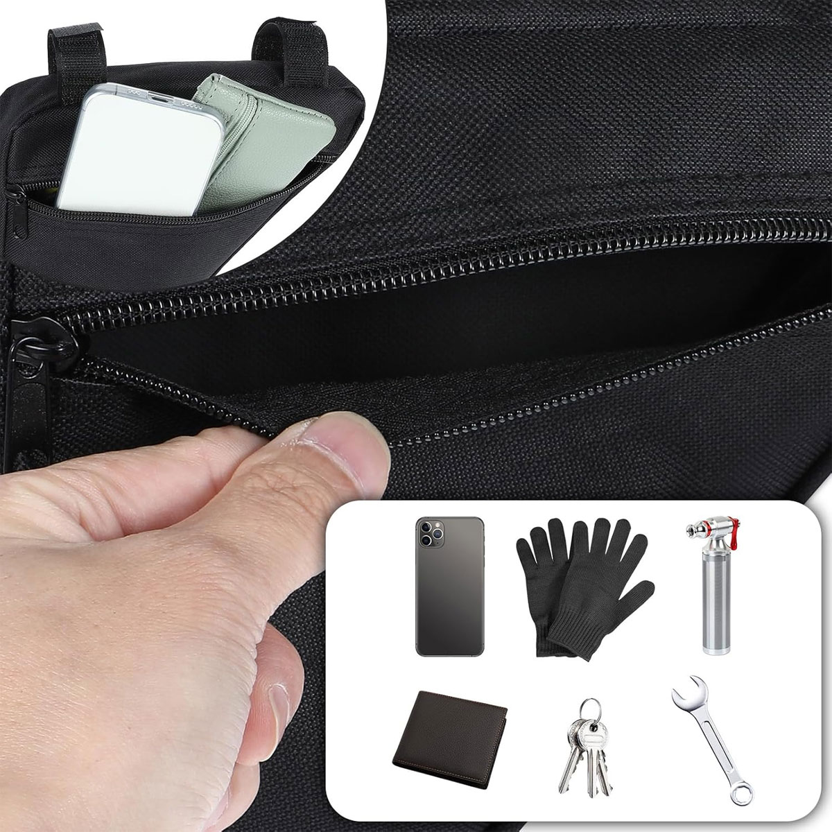 1pc Triangle Bicycle Front Beam Tool Pack Mountain Bike Saddle Bag Top Tube Horizontal Bar Bag Bicycle Accessories