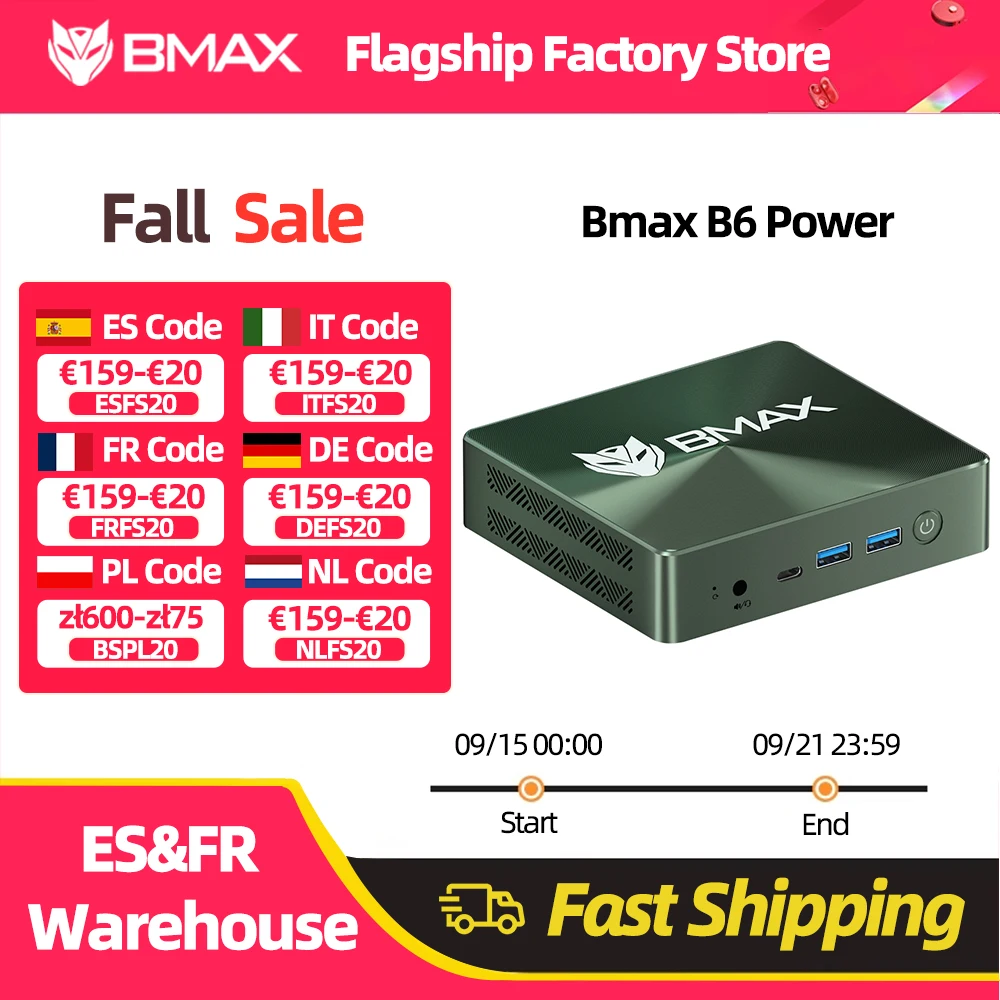 BMAX Mini PC B6POWER Intel Core I7-1060NG7 Windows 11 16 GB di RAM 1 TB NVME SSD NVME_2280x2 HDMI USB Bluetooth Computer Tipo-c