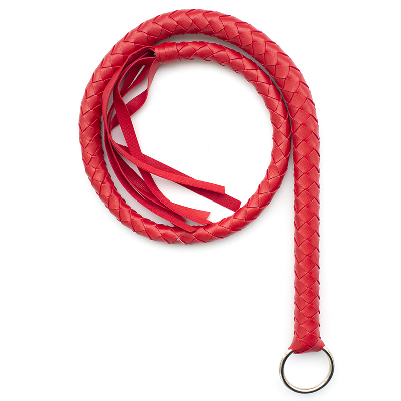 Látigo de caballo trenzado de cuero PU de 65CM, látigos de entrenamiento de caballos, mango con aro de hierro